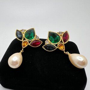 Monet Mughal Style Pearl Drop Earrings